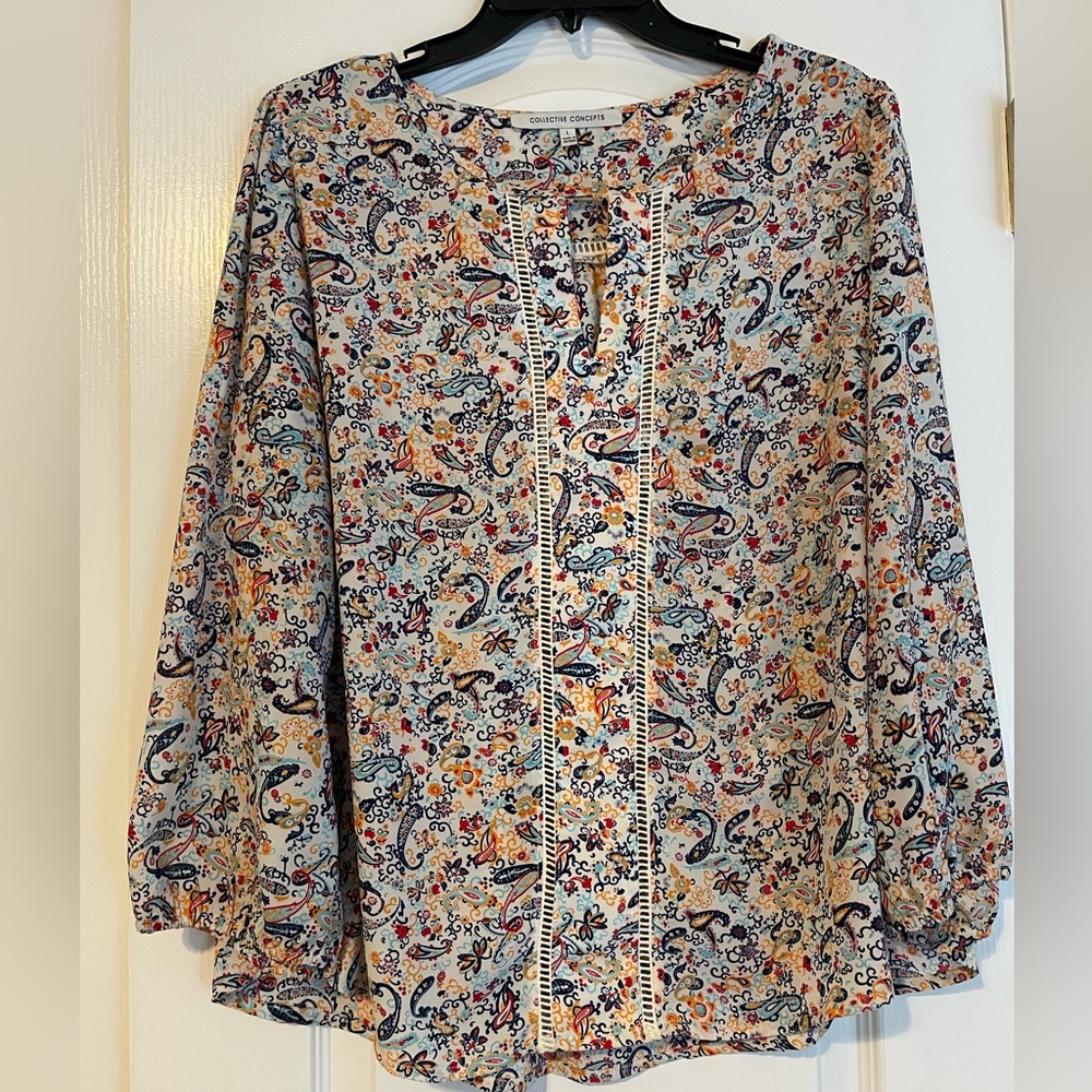 Collective Concepts Multicolor Floral Paisley Blouse